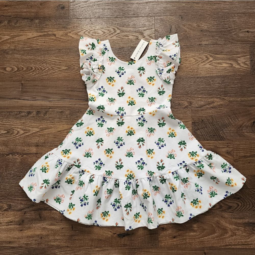 Floral Girls Dress with Ruffled Sleeves